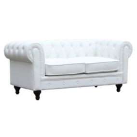 Canapé fixe Chesterfield "Aliza"  157 x 82 x 70 cm  2 places  Blanc