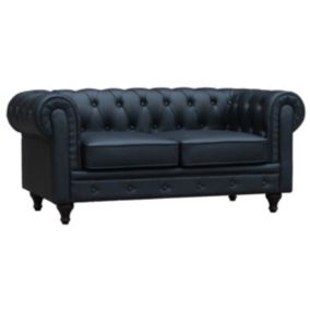 Canapé fixe Chesterfield "Aliza"  157 x 82 x 70 cm  2 places  Noir