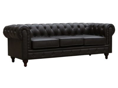 Canapé fixe Chesterfield "Aliza"  204 x 80 x 58 cm  3 places  Marron