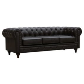 Canapé fixe Chesterfield "Aliza"  204 x 80 x 58 cm  3 places  Marron