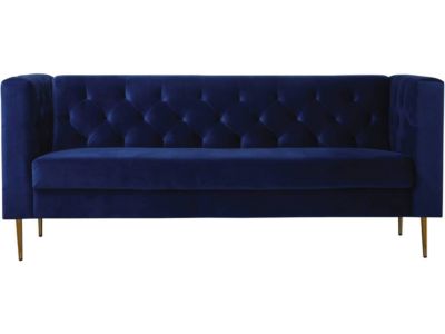 Canapé fixe en velours "Bruce"  196 x 76 x 82 cm  3 places  Bleu foncé