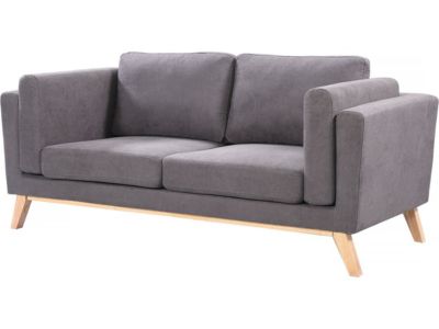 Canapé à 2 places Gris foncé 140 cm Tissu