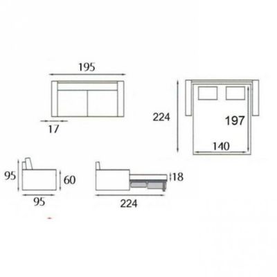 Canapé lit 3 places MASTER convertible EXPRESS 140 cm polyuréthane Marron  MATELAS 18 CM INCLUS ITALIAN SPIRIT