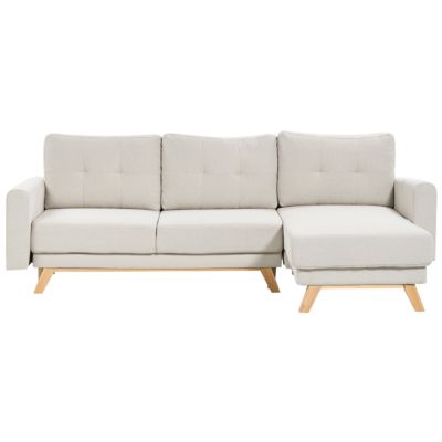 Canapé-lit 3 places SIRO Tissu Beige clair avec rangement Côté gauche