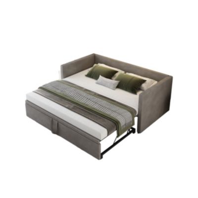 Canapé-lit 90/180 X 200 Cm, Lit De Jour Extensible Avec Sommier à Lattes, Canapé 2 Places, Gris