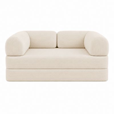 Canapé lit compressé modulable en velours côtelé BANANAIR 90x180 cm blanc