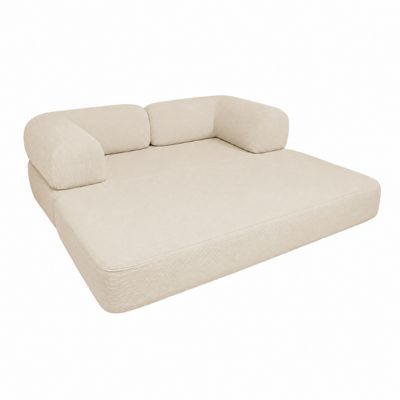 Canapé lit compressé modulable en velours côtelé BANANAIR 90x180 cm blanc