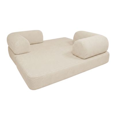 Canapé lit compressé modulable en velours côtelé BANANAIR 90x180 cm blanc