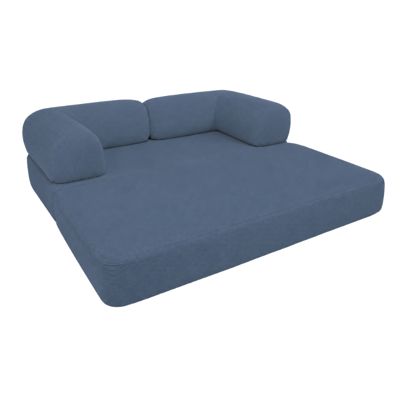 Canapé lit compressé modulable en velours côtelé BANANAIR 90x180 cm bleu