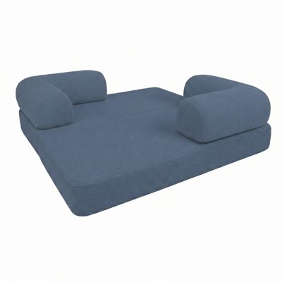 Canapé lit compressé modulable en velours côtelé BANANAIR 90x180 cm bleu