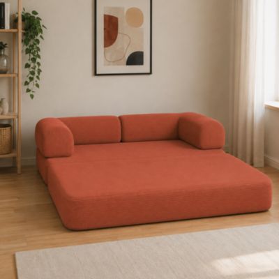Canapé lit compressé modulable en velours côtelé BANANAIR 90x180 cm ...