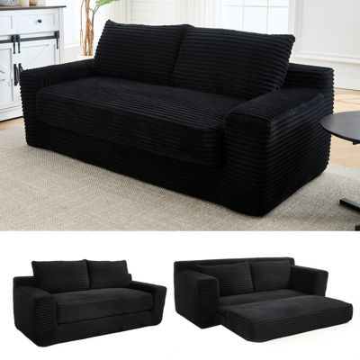 Canapé lit convertible 2 place avec avec mousse à mémoire de forme et cadre,canapés de compression,aucun assemblage requis(Noir)