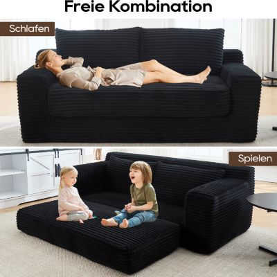Canapé lit convertible 2 place avec avec mousse à mémoire de forme et cadre,canapés de compression,aucun assemblage requis(Noir)