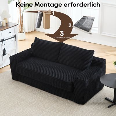 Canapé lit convertible 2 place avec avec mousse à mémoire de forme et cadre,canapés de compression,aucun assemblage requis(Noir)