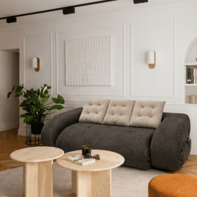 Canapé Lit Convertible clic-clac OKOA 2 places Marron Beige