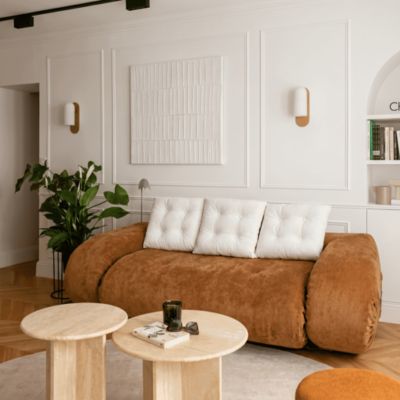 Canapé Lit Convertible clic-clac OKOA 2 places Orange Blanc