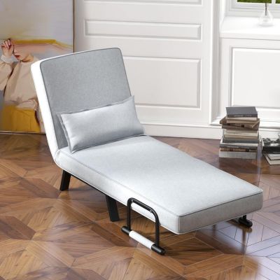 Fautuil chauffus canapé-lit convrtibl inclinabl 1 plac grand confort coussin lombairs accoudoirs piètmnt métal lin gris foncé au millur prix