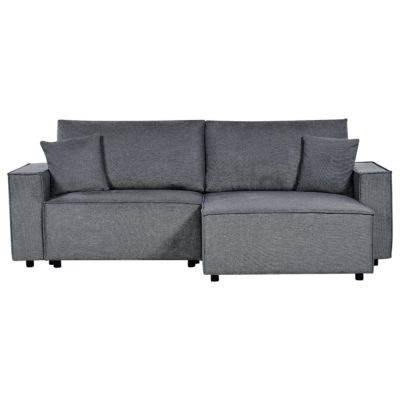Canapé-lit d'angle 3 places KARILA Tissu Gris foncé avec rangement Côté gauche