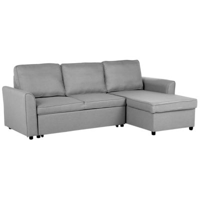Canapé-lit d'angle 3 places NESNA avec rangement Tissu Gris clair Côté gauche