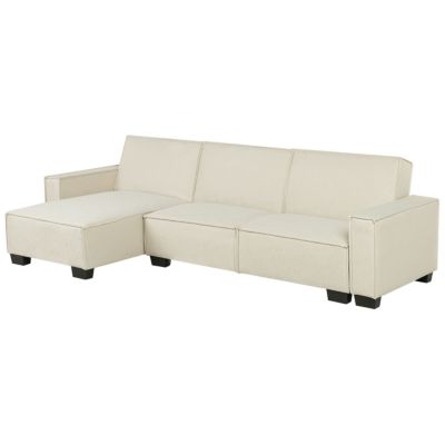 Canapé-lit d'angle 3 places ROMEDAL Tissu Beige Côté droit