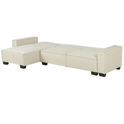 Canapé-lit d'angle 3 places ROMEDAL Tissu Beige Côté droit