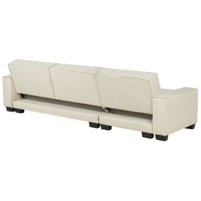 Canapé-lit d'angle 3 places ROMEDAL Tissu Beige Côté droit