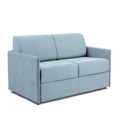Canapé lit express COLOSSE couchage 120 cm matelas épaisseur 22 cm à mémoire de forme velours bleu pastel ITALIAN SPIRIT