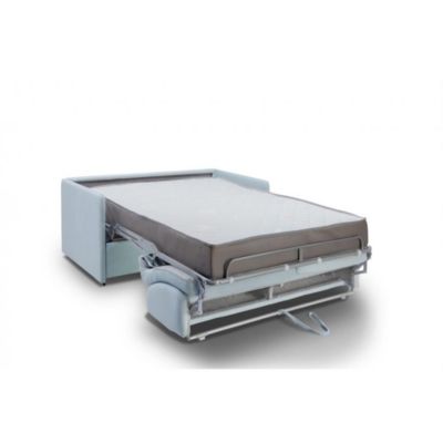 Canapé lit express COLOSSE couchage 120 cm matelas épaisseur 22 cm à mémoire de forme velours bleu pastel ITALIAN SPIRIT