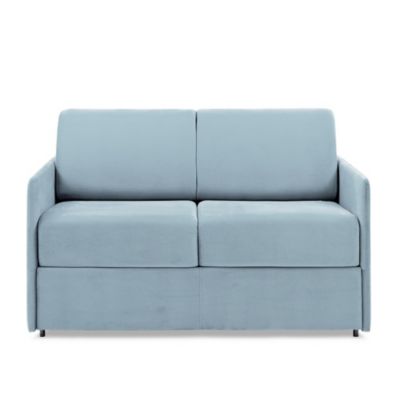 Canapé lit express COLOSSE couchage 120 cm matelas épaisseur 22 cm à mémoire de forme velours bleu pastel ITALIAN SPIRIT