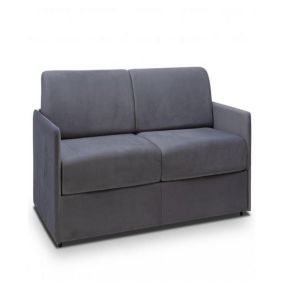 Canapé lit express COLOSSE couchage 120 cm matelas épaisseur 22 cm à mémoire de forme velours gris bleu ITALIAN SPIRIT