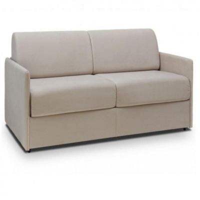 Canapé lit express COLOSSE couchage 140cm matelas épaisseur 22cm à mémoire de forme velours beige ITALIAN SPIRIT