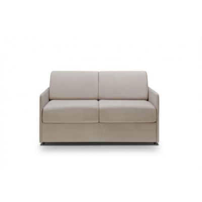 Canapé lit express COLOSSE couchage 140cm matelas épaisseur 22cm à mémoire de forme velours beige ITALIAN SPIRIT