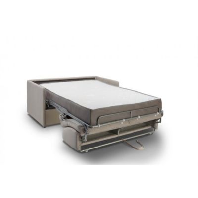 Canapé lit express COLOSSE couchage 140cm matelas épaisseur 22cm à mémoire de forme velours beige ITALIAN SPIRIT