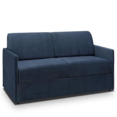 Canapé lit express COLOSSE couchage 160 cm matelas épaisseur 22 cm à mémoire de forme velours bleu marine ITALIAN SPIRIT