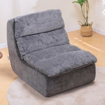 Canapé-lit Futon pour Salon avec Assise Profonde, Canapé Simple en Mousse, sans Assemblage, Tissu Velours côtelé, Gris