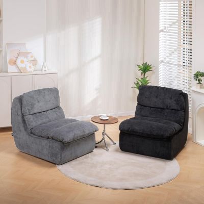 Canapé-lit Futon pour Salon avec Assise Profonde, Canapé Simple en Mousse, sans Assemblage, Tissu Velours côtelé, Gris