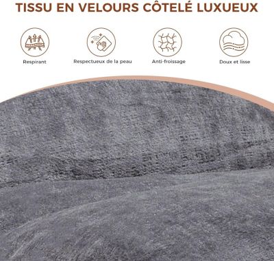 Canapé-lit Futon pour Salon avec Assise Profonde, Canapé Simple en Mousse, sans Assemblage, Tissu Velours côtelé, Gris