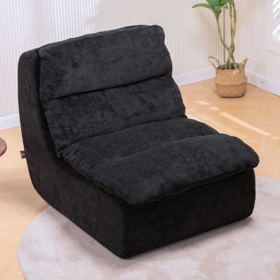 Canapé-lit Futon pour Salon avec Assise Profonde, Canapé Simple en Mousse, sans Assemblage, Tissu Velours côtelé, Noir