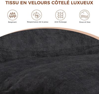 Canapé-lit Futon pour Salon avec Assise Profonde, Canapé Simple en Mousse, sans Assemblage, Tissu Velours côtelé, Noir