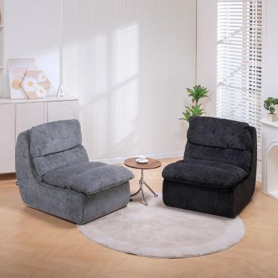 Canapé-lit Futon pour Salon avec Assise Profonde, Canapé Simple en Mousse, sans Assemblage, Tissu Velours côtelé, Noir