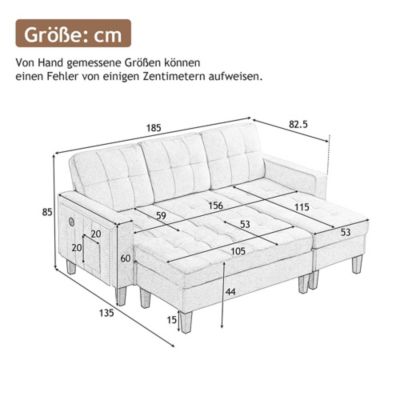 Canapé-lit modulaire en L pour salon, avec repose-pieds extra-large amovible et éclairage LED