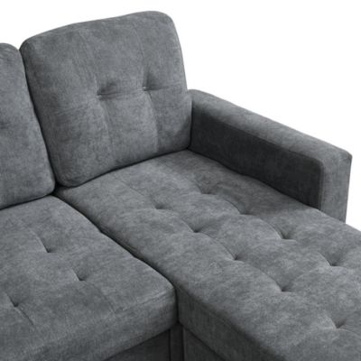 Canapé-lit modulaire en L pour salon, avec repose-pieds extra-large amovible et éclairage LED