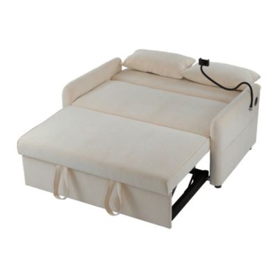 Canapé lit pliable double moderne multifonction dossier réglable support téléphone port USB pour salon chambre home cinéma