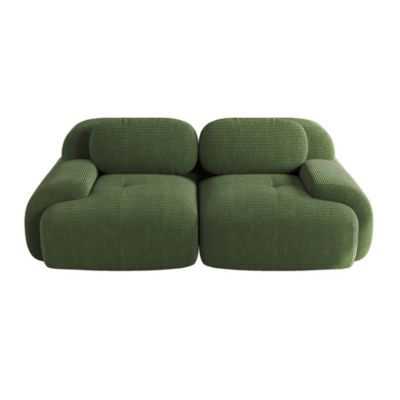 Canapé Loveseat en velours côtelé 82'',Green,modulaire avec accoudoirs incurvés et base antidérapante, rembourrage élastique