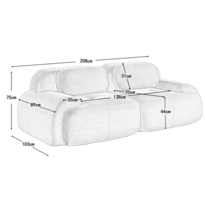 Canapé Loveseat en velours côtelé 82'',Green,modulaire avec accoudoirs incurvés et base antidérapante, rembourrage élastique