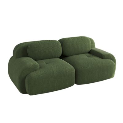 Canapé Loveseat en velours côtelé 82'',Green,modulaire avec accoudoirs incurvés et base antidérapante, rembourrage élastique