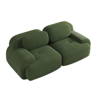 Canapé Loveseat en velours côtelé 82'',Green,modulaire avec accoudoirs incurvés et base antidérapante, rembourrage élastique