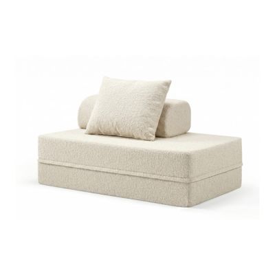 Canapé  Modulable 2 Places   Bouclette  Beige  Hauteur 68 cm  Skoffa