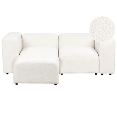 Canapé modulable 2 places FALSTERBO Bouclé Blanc avec ottoman