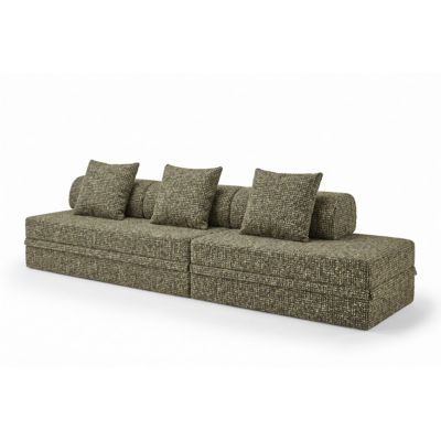 Canapé  Modulable 3+2 Places  Tweed  Vert Olive  Hauteur 68 cm  Skoffa